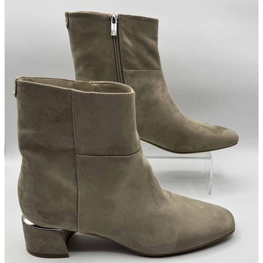 Calvin Klein Womens Parry 3 Suede Ankle Zipper Boot, Taupe, Size 9.5, NIB